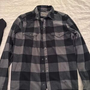 Black and Gray Casual Button Down Flannel Shirt